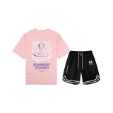 Pink Short-Sleeved Shirt+Black Shorts