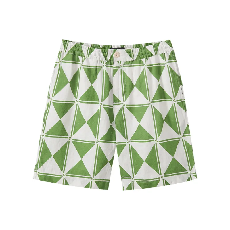 MARC OPOLO Casual Shorts Men's Green Geometric Floral-0
