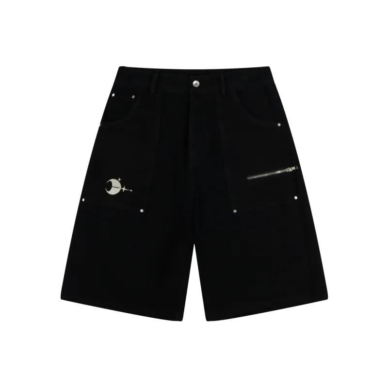 PASET Denim Shorts Unisex Black-0