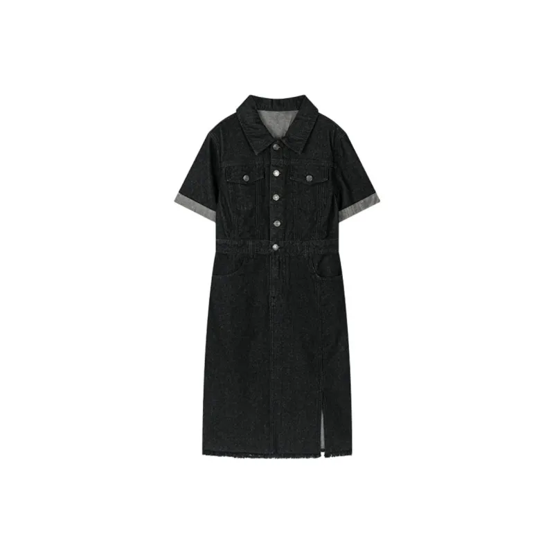 Mo Han Yi Mei Short Sleeved Dress Women's Black-0