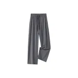Dark Gray Ice Silk Straight Leg Pants