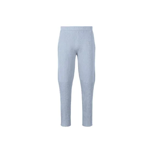 ISSEY MIYAKE Rustic Knit Casual Pants Men's Light Gray
