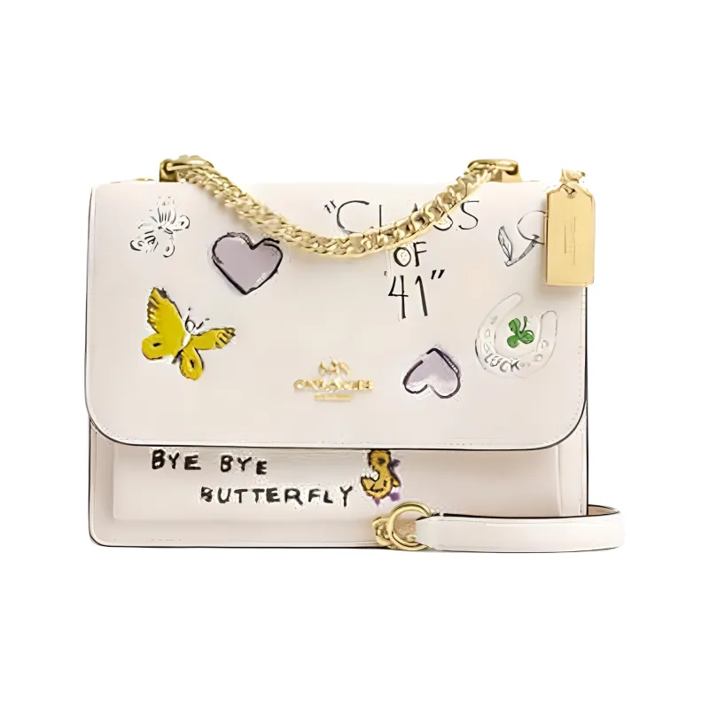 COACH Klare Cow Leather Crossbody Bag, Shoulder Bag Small Size Women's Chalk White-0