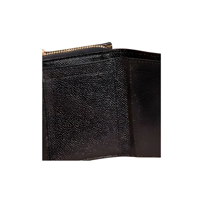 COACH Zip Around Cross-Stitch Leather Card Holder Wallet Coin Purses Small Size Women's Black-4