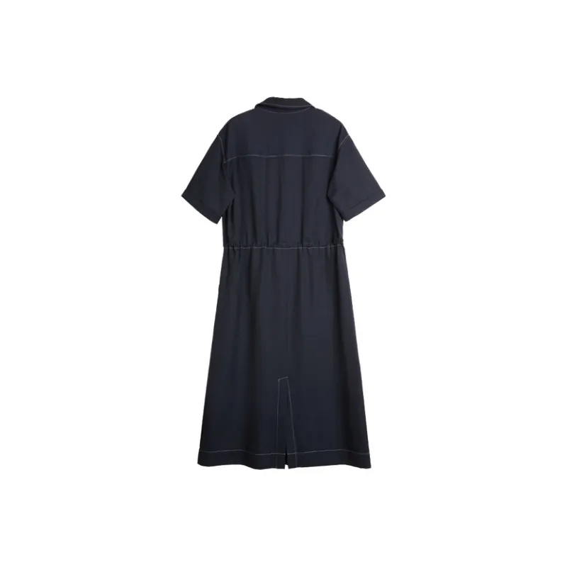 ELLE Short Sleeved Dress Women's Navy Blue-1