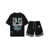Black Short-Sleeved Shirt+Black Shorts