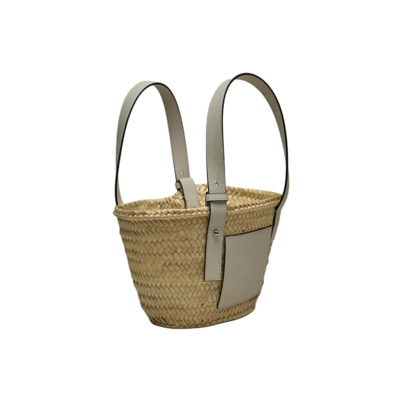 LOEWE Palm Leaf Basket Bag Handbag Women's Natural Beige & White-1