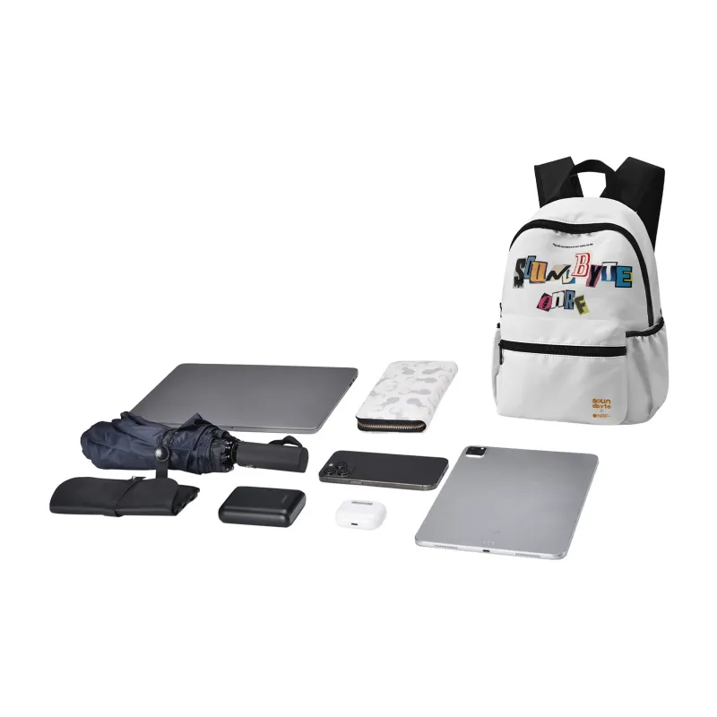 Soundbyte Polyester Backpack Unisex White-9
