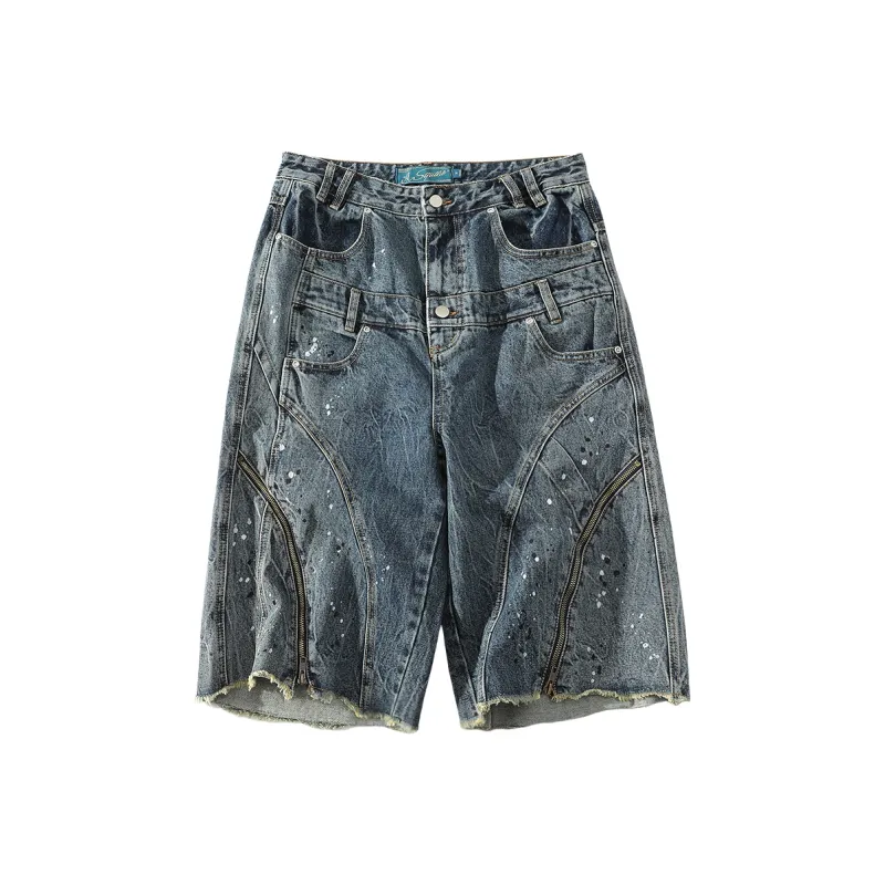A SQUARE ROOT Denim Shorts Unisex Blue-0