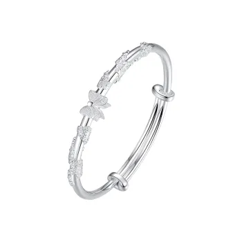 Yuanyanghuangjin 999 Fine Silver Bangles Women's