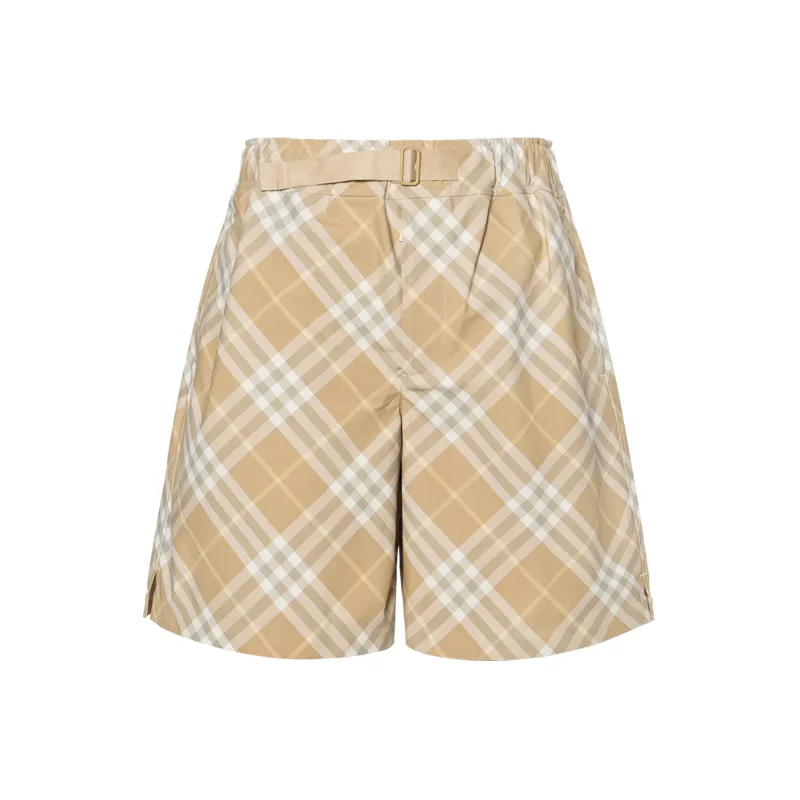 Burberry Checked Belted Waist Shorts-0