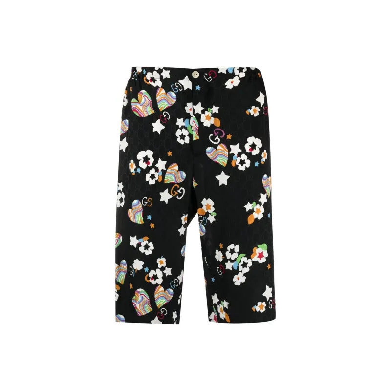 GUCCI Monogram print Knee length Shorts-0
