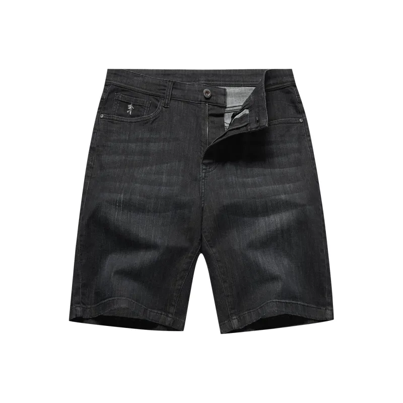 Dance With Wolves Denim Shorts Men's Black Gray-0
