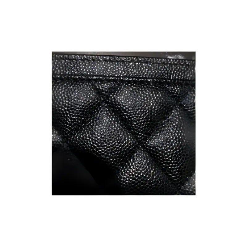 CHANEL Caviar Cow Leather Card Holder Women's Black-3
