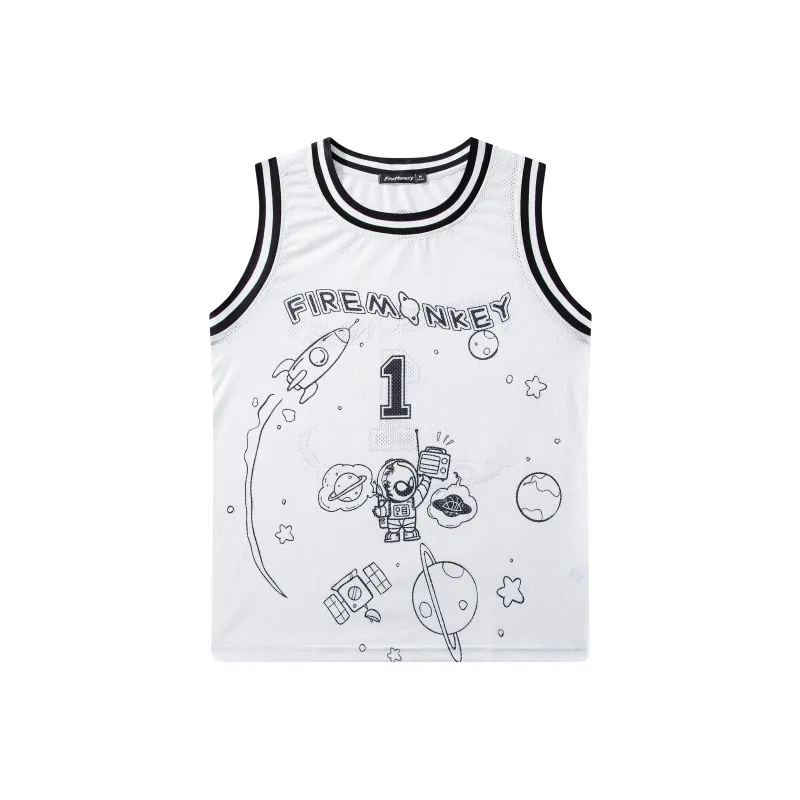 FireMonkey Basketball Jerseys Unisex White-9
