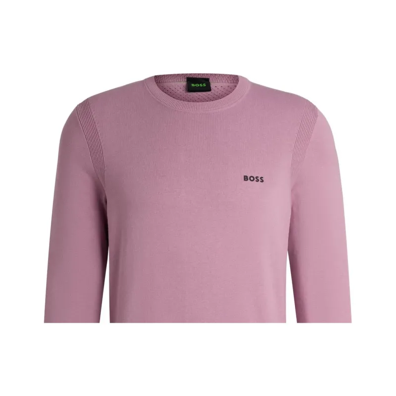 HUGO BOSS Cotton-Blend Regular-Fit Sweater With Logo Print Sweater Men's Light Purple-1