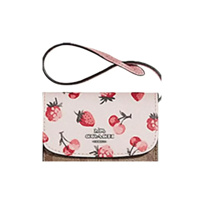 COACH Canvas With Leather Wallet Women's Khaki & White-1