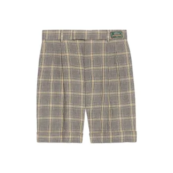 GUCCI Cuffed Plaid Shorts Grey/Beige