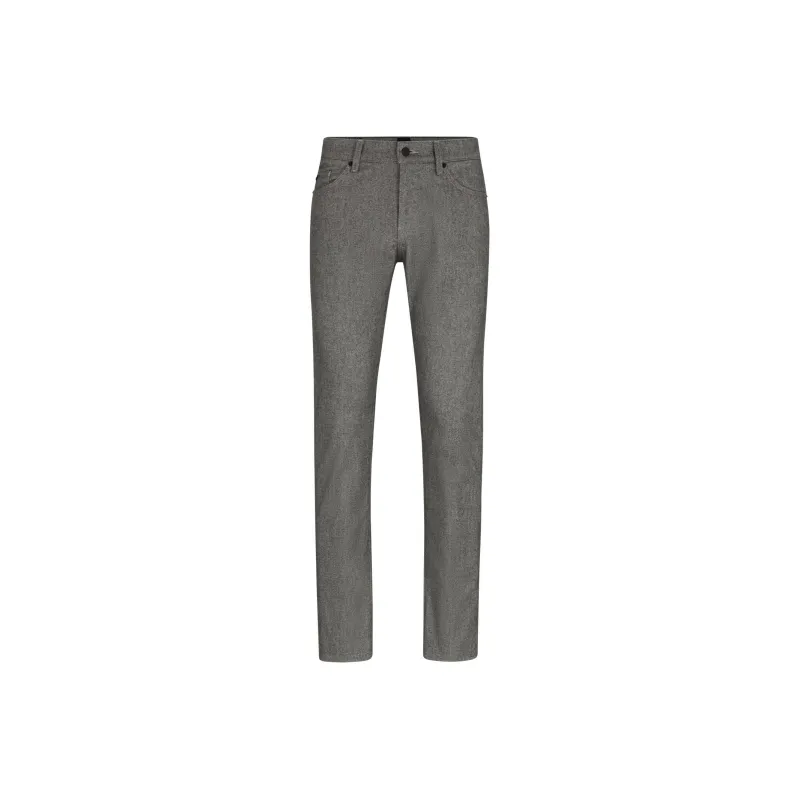 HUGO BOSS Slim-Fit Jeans In Two-Tone Brushed Twill Casual Pants Men's Gray-0