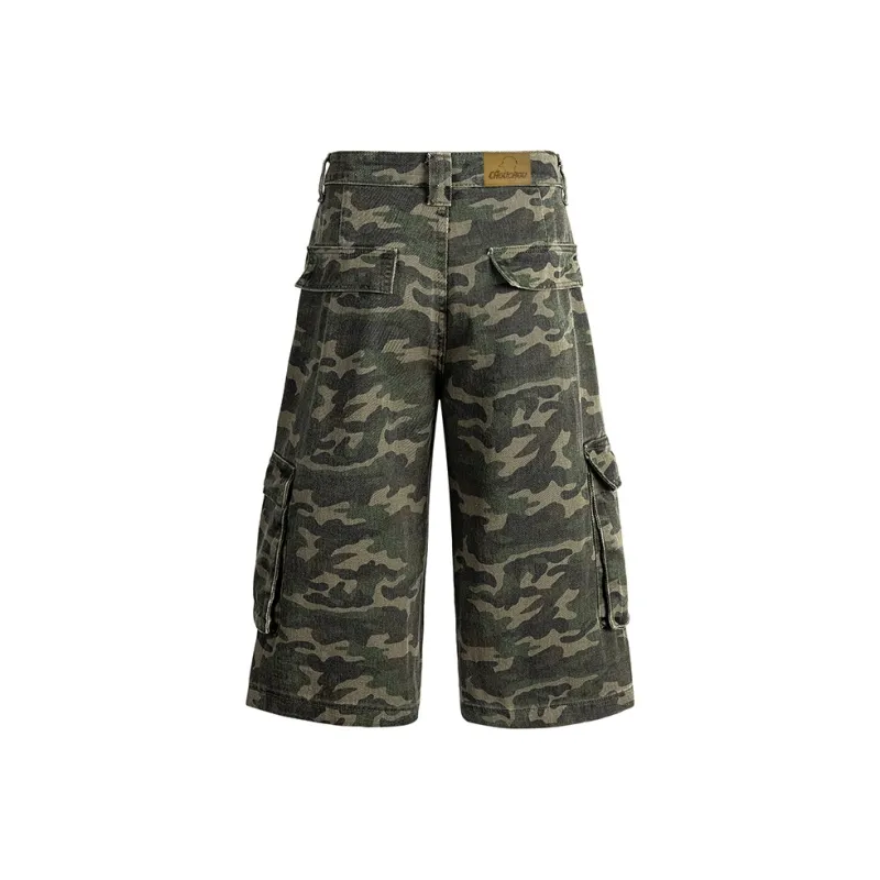 CHOUCHOUS Denim Shorts Unisex Camouflage-2