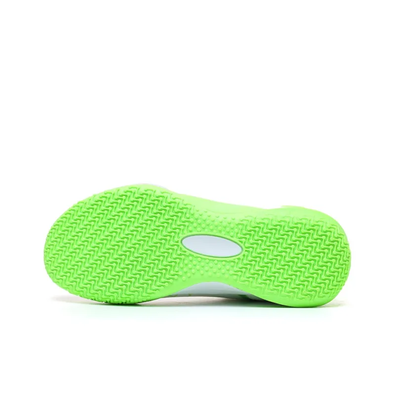 Binary Cushioning Abrasion Resistant Breathable Slip Resistant High Top Basketball Shoes Unisex White Green-4