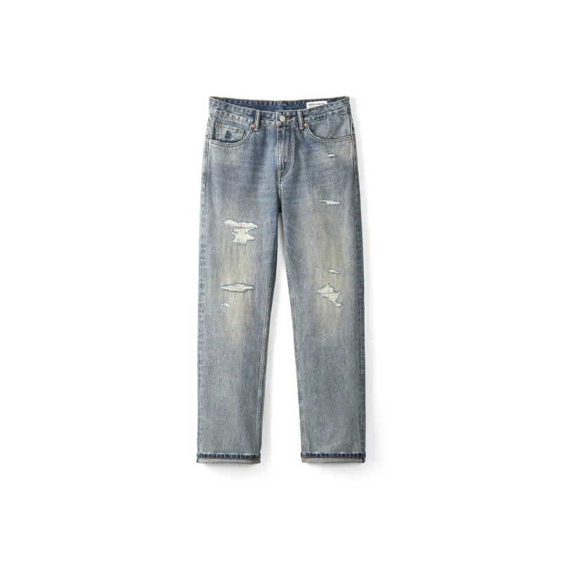SIMWOOD Jeans Men Washed Vintage Blue-0