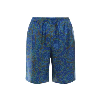 VERSACE Baroque Print Silk Shorts
