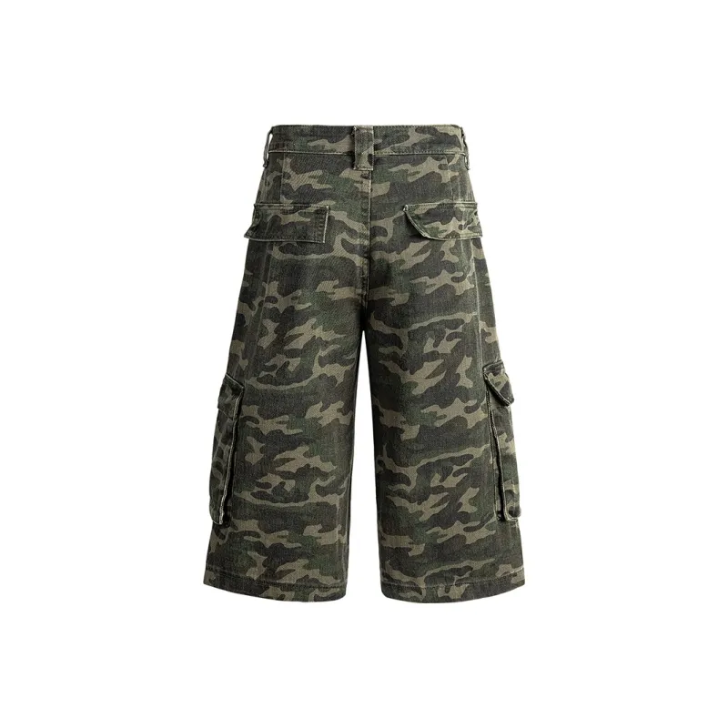 Ice Flying Denim Shorts Unisex Camouflage-1