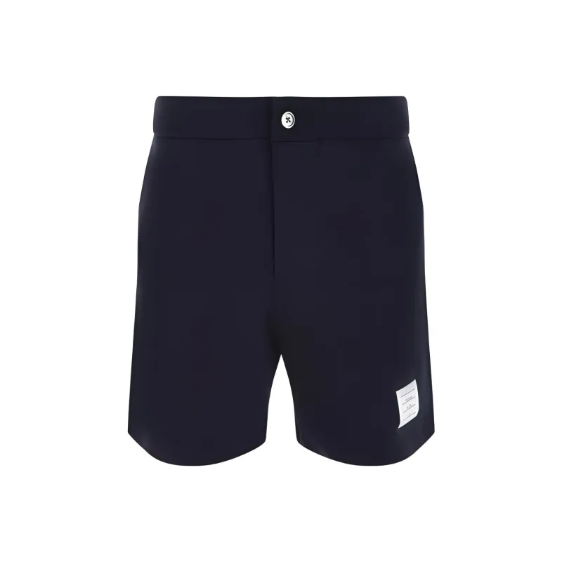 THOM BROWNE Logo-patch Cotton Shorts-0