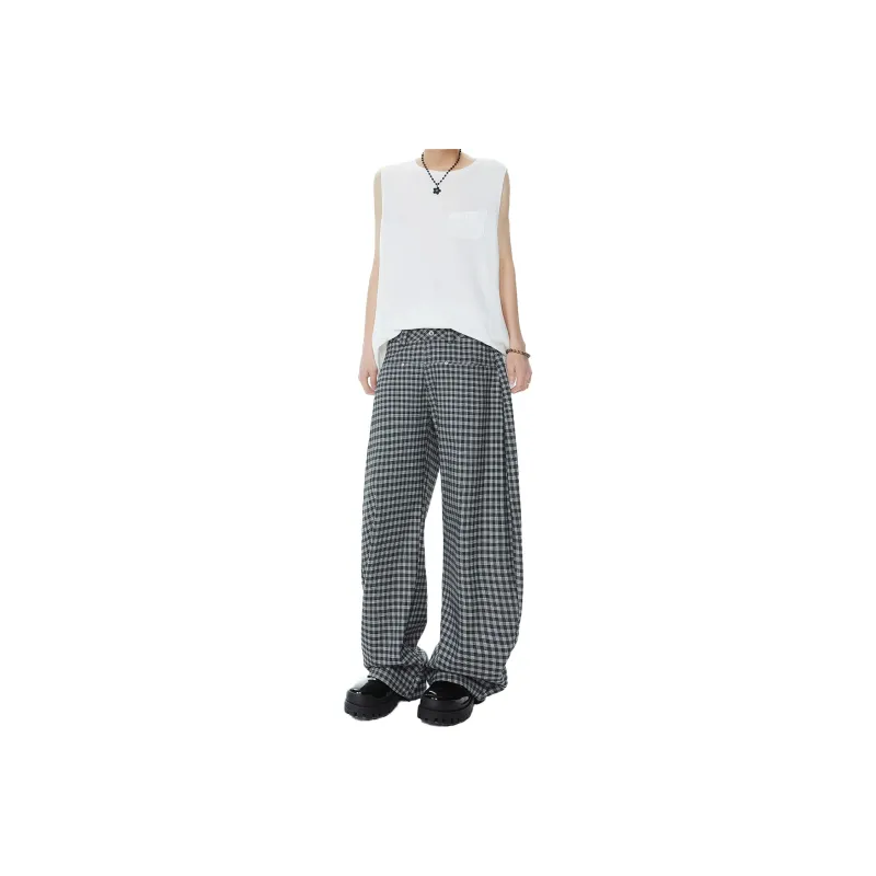 EPTISON Casual Pants Unisex American Plaid-0