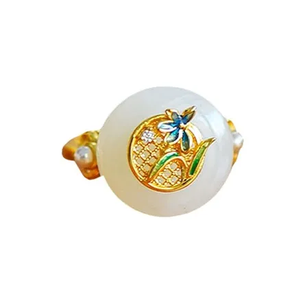 Jade Ink Love Hetian Jade Rings White Jade Unisex-0