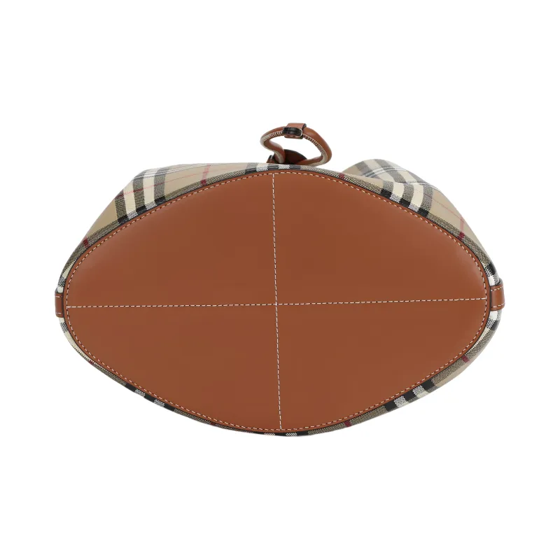 Burberry Polyurethane Bucket Bags Handbags Small Size Women's Beige & Black-3