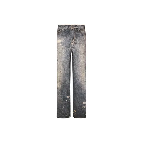 COOLALPACA Jeans Unisex Dirty Dyed Blue