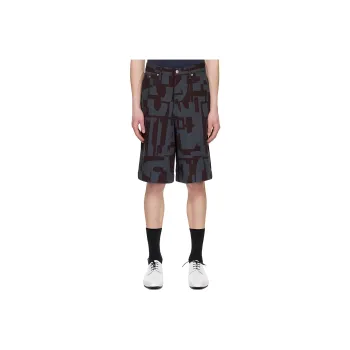 DRIES VAN NOTEN Denim Shorts Men's Gray Purple