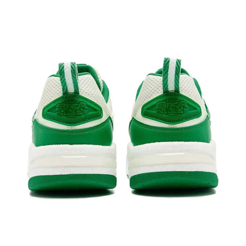 QIAODAN Non slip Lightweight Low Top Skateboard Shoes Men's White Green-4