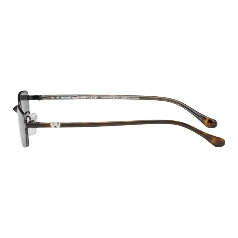 BONNIECLYDE Stainless Steel Acetate Rubber Crystal Rectangular Sunglasses Unisex Tortoiseshell-2