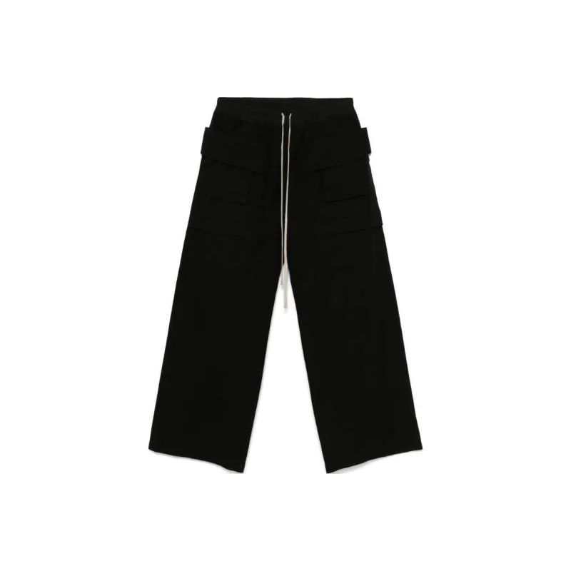 Rick Owens DRKSHDW Canvas Creatch Wide Cargo Drawstring Pants-0