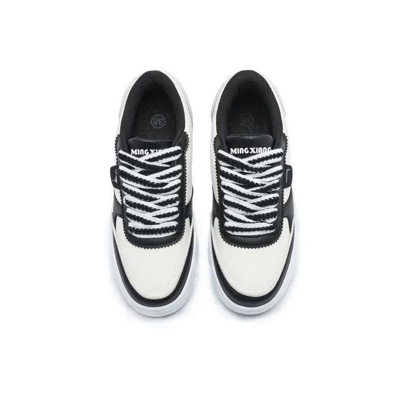 Singing Slip Resistant, Abrasion Resistant, Lightweight Low Top Skateboard Shoes Unisex Black White-3