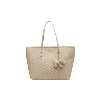 Single Warehouse PU Tote Shoulder Bag Large Size Women's Ecru/Black/Coffee
