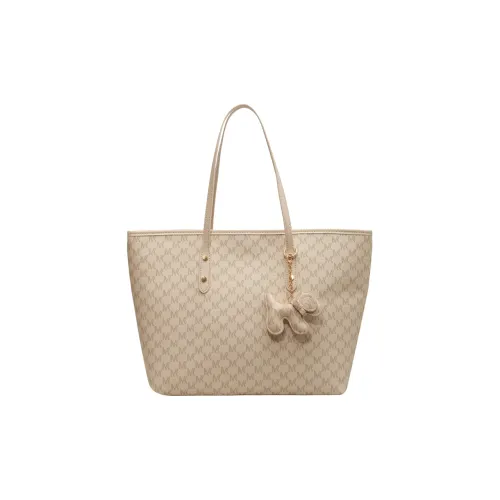 Single Warehouse PU Tote Shoulder Bag Large Size Women's Ecru/Black/Coffee
