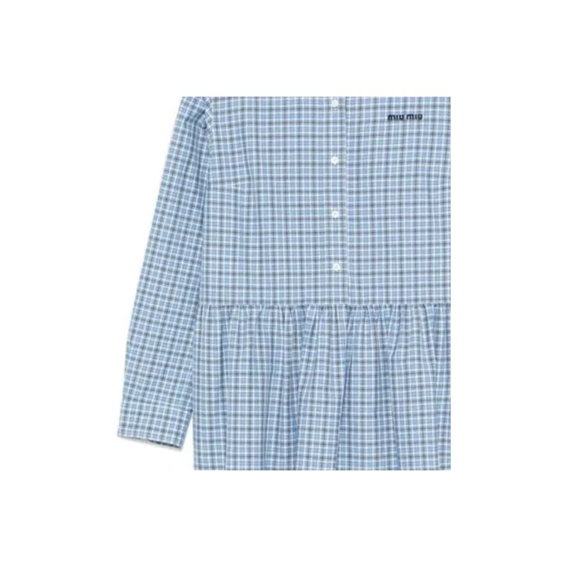 MIU MIU Check Shirt Celeste/Blue-3