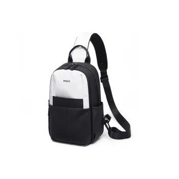 POLO Fabric Sling Bag Medium Size Men's Black & Gray/Black