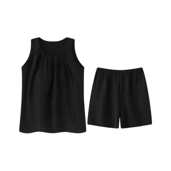 Cotton Shopping Pajama Set Women's Black