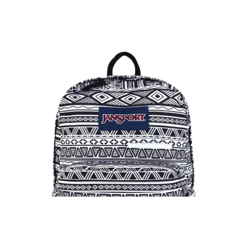 JanSport Fabric Backpack Medium Size Unisex Black & White-4