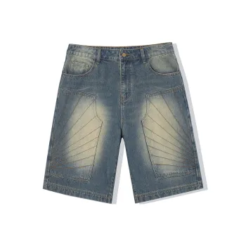 EPTISON Denim Shorts Unisex Vintage Washed Blue