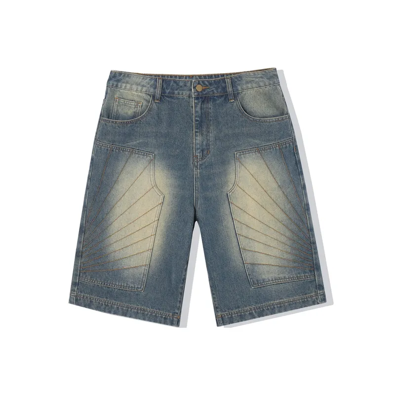 EPTISON Denim Shorts Unisex Vintage Washed Blue-0