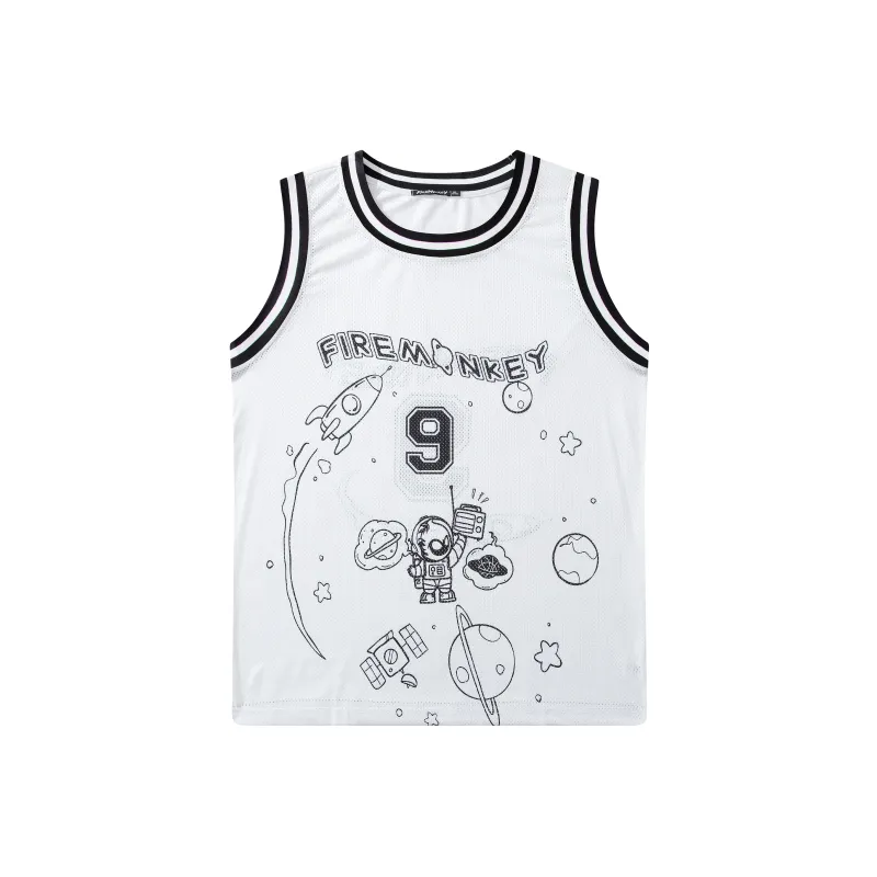 FireMonkey Basketball Jerseys Unisex White-11