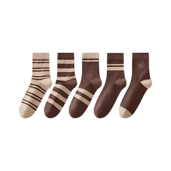 Urban Beauty Mid Calf Socks Women's 5 Pack Maillard Style Color Series