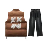 Set (Brown Top+Black Gray Pants)