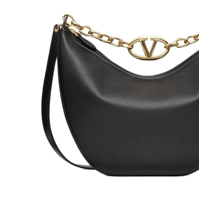 Valentino GARAVANI Calfskin One Shoulder Handbag Women's Black-3